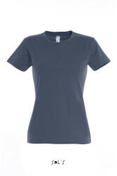 SOL'S Női IMPERIAL környakú rövid ujjú pamut póló, SOL'S SO11502, Denim-M (so11502de-m)