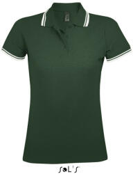SOL'S PASADENA Női galléros póló kontrasztos csíkokkal, SOL'S SO00578, Forest Green/White-2XL (so00578fo-wh-2xl)