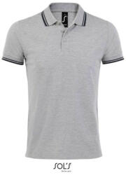 SOL'S PASADENA férfi galléros póló kontrasztos csíkokkal, SOL'S SO00577, Grey/Navy-M (so00577gr-nv-m)