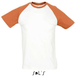 SOL'S Férfi FUNKY raglános kétszínű rövid ujjú póló, SOL'S SO11190, White/Orange-S (so11190who-s)