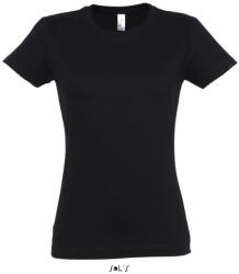SOL'S Női IMPERIAL környakú rövid ujjú pamut póló, SOL'S SO11502, Deep Black-S (so11502dbl-s)