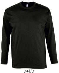 SOL'S Férfi MONARCH hosszú ujjú pamut póló, SOL'S SO11420, Deep Black-2XL (so11420dbl-2xl)