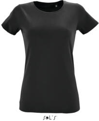 SOL'S Női REGENT FIT kreknyakú rövid ujjú póló, SOL'S SO02758, Deep Black-L (so02758dbl-l)