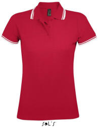 SOL'S PASADENA Női galléros póló kontrasztos csíkokkal, SOL'S SO00578, Red/White-XL (so00578re-wh-xl)