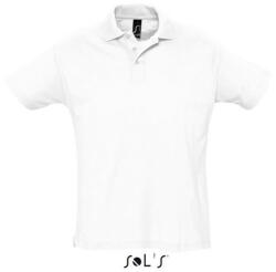 SOL'S Férfi SUMMER II rövid ujjú galléros piké pamut póló, SOL'S SO11342, White-L (so11342wh-l)