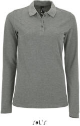 SOL'S Női PERFECT hosszú ujjú galléros piké póló, SOL'S SO02083, Grey Melange-XL (so02083gm-xl)