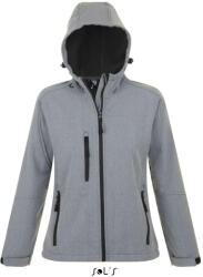 Sol'S Női REPLAY kapucnis cipzáras softshell dzseki, SOL'S SO46802, Grey Melange-M (so46802gm-m)