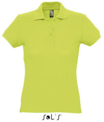 SOL'S Női PASSION négy gombos rövid ujjú galléros pamut póló, SOL'S SO11338, Apple Green-S (so11338ag-s)