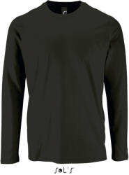 SOL'S Férfi IMPERIAL hosszú ujjú környakas pamut póló, SOL'S SO02074, Deep Black-2XL (so02074dbl-2xl)