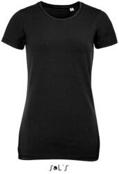 SOL'S Női MILLENIUM kereknyakú rövid ujjú sztreccs póló, SOL'S SO02946, Deep Black-L (so02946dbl-l)