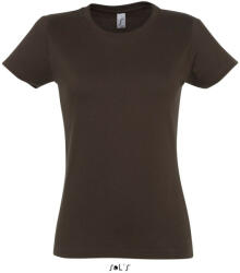 SOL'S Női IMPERIAL környakú rövid ujjú pamut póló, SOL'S SO11502, Chocolate-2XL (so11502co-2xl)