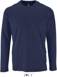 SOL'S Férfi IMPERIAL hosszú ujjú környakas pamut póló, SOL'S SO02074, French Navy-3XL (so02074fn-3xl)