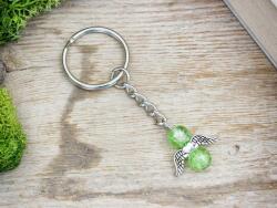 R. M. ékszer Üveg kulcstartók Újrakezdés zöld angyal üveg medálos kulcstartó (16318RM)