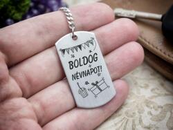 R.M. ékszer Boldog névnapot! - gravírozott acél kulcstartó névnapra (13367-RM-D)