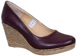 Rovi Design Pantofi dama casual din piele naturala box cu platforma de 7 cm MARA GRENA