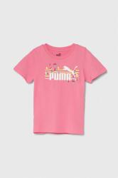 PUMA gyerek pamut póló ESS+ SUMMER CAMP Tee rózsaszín, nyomott mintás - rózsaszín 128