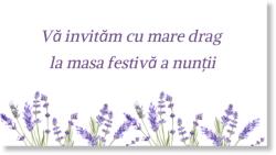 Personal Card invitație masa festivă - Lavandă Selectați cantitatea: 11 buc - 30 buc