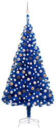  Brad crăciun pre-iluminat cu set globuri, albastru, 210 cm, pvc (3077596)