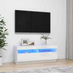  Comodă tv cu lumini led, alb extralucios, 100x35x40 cm (804460)