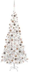  Brad de crăciun pre-iluminat cu set globuri, alb, 240 cm, l (3077582)