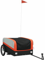 vidaXL fekete-narancssárga vas kerékpár-utánfutó 45 kg 94040