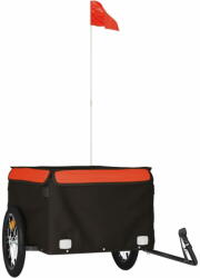 vidaXL fekete-narancssárga vas kerékpár-utánfutó 45 kg 94082