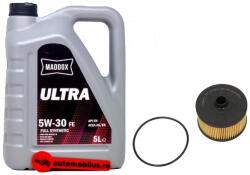 MADDOX Pachet filtru de ulei + ulei de motor MADDOX OIL FE Ultra A5/B5 5W-30 5L pentru Dacia/Renault 0.9/1.0 TCE