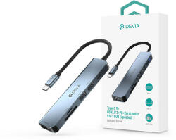 DEVIA Leopard Series 5 in 1 USB Type-C - 3xUSB/PD/Kártyaolvasó elosztó/adapter - (Updated) - szürke