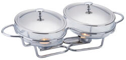 Bohmann Chafing dish dublu / Vase termorezistente cu incalzitoare, 3 litri, capac si suport otel inoxidabil (BH 2012-30 CG)