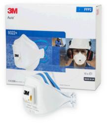 3M 3M Aura 9322+ FFP2 légzésvédő maszk - szelepes - 10 db - Fehér