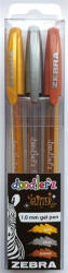 Zebra Zseléstoll készlet, 0, 33 mm, kupakos, ZEBRA Doodler'z Glitter, 3 különböző szín (TZ80775) (80775)