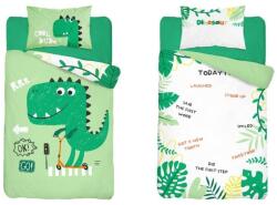 Detexpol Dinosaur, set lenjerie de pat single, verde, 90x120 cm Lenjerii de pat bebelusi‎, patura bebelusi