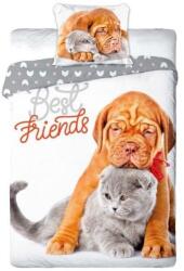 Faro Best Friends, Caine si pisica, set lenjerie de pat single, 160x200 cm - smyk - 68,49 RON