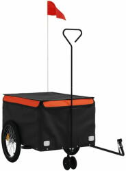 vidaXL fekete-narancssárga vas kerékpár-utánfutó 45 kg 94110