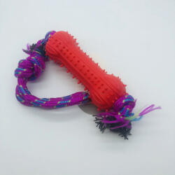  Gumibot 13cm, kötéllel - kutyajáték - PIROS - krizsopet