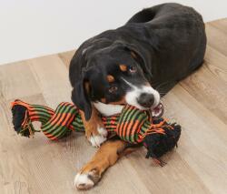 Tchibo Nagyméretű játékkötél kutyáknak Fekete olíva és narancssárga szálakkal