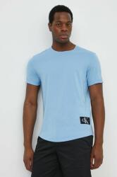 Calvin Klein Jeans pamut póló barna, férfi, nyomott mintás - kék S