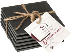 Secret De Gourmet Set 6 suporti cani si pahare, ardezie, gri, 10 x 10 cm Pahar