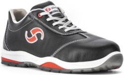 Sixton Peak DANCE S3 Fekete bőr munkavédelmi félcipő piros reflex 35-48-ig (92195)