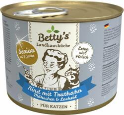 Betty's Senior macskatáp - Marha pulykával, sárgarépával és lazacolajjal - 200 g