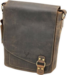  Borseta de Umar Pentru Barbati Premium din Piele Naturala de Vanat, HUNTER Brand: 24 x 30 x 9 cm, Maro Inchis