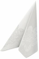 PAW textilhatású szalvéta 40x40 cm 50 lap/csomag Royal lace - ezüst, fehér