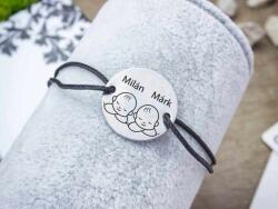 R. M. ékszer Baba emlékőrző acél kör medálos karkötő 2 Fiú (15756RM)