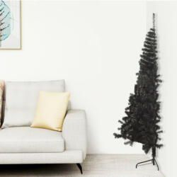 vidaXL Fekete PVC fél műkarácsonyfa állvánnyal 150 cm (344676)