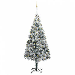vidaXL Zöld műkarácsonyfa LED-del/gömbszettel/pelyhes hóval 400 cm (3077795)
