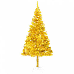 vidaXL Aranyszínű PET megvilágított műkarácsonyfa állvánnyal 180 cm (3077433)