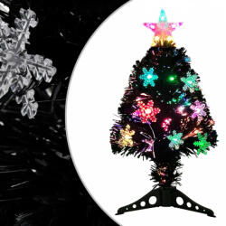 vidaXL Fekete száloptikás karácsonyfa LED-es hópelyhekkel 64 cm (328460)
