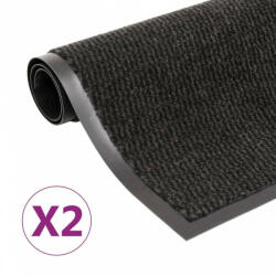 vidaXL 2 db fekete négyszögletes bolyhos szennyfogó szőnyeg 60 x 90 cm (3051606) - sabrukkertje