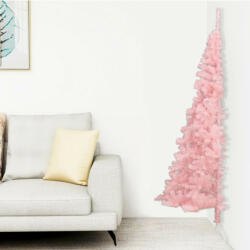 vidaXL Rózsaszín PVC fél műkarácsonyfa állvánnyal 120 cm (344670)