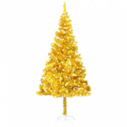 vidaXL Aranyszínű PET megvilágított műkarácsonyfa állvánnyal 240 cm (3077435)